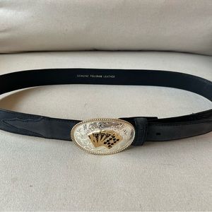 Montana Silversmiths Cards Buckle Leather Belt